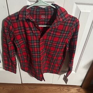 Falls Creek Kids Red and Green Plaid Button Down Shirt